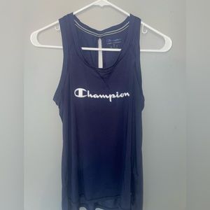 navy blue tank top, slit on the back side